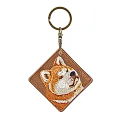 EMJOUR雙面刺繡吊飾/ 秋田犬