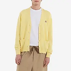 MAISON KITSUNÉ 黃色狐狸頭LOGO針織外套--M