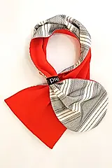 i prefer雙面造型圍巾-大紅×黑白點線