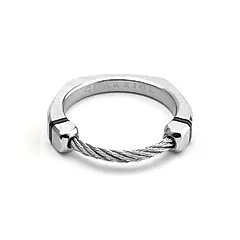 CHARRIOL 夏利豪 CHAMELEON ROCK 鋼索戒指 尺寸64