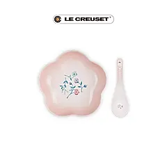 LE CREUSET瓷器花型盤/ 16cm/ 附中式湯匙/ 南法花語/ 貝殼粉