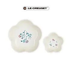 LE CREUSET瓷器花型盤/ 2入/ 小+中/ 南法花語/ 蛋白霜