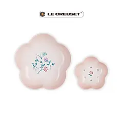 LE CREUSET瓷器花型盤/ 2入/ 小+中/ 南法花語/ 貝殼粉