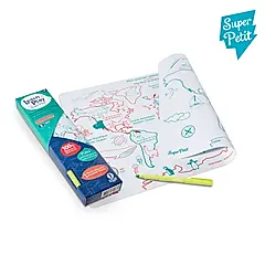 【法國 Super Petit】玩中學矽膠餐墊 - 世界地圖