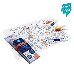 【法國 Super Petit】矽膠彩繪餐墊 - 衝浪