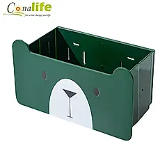 Conalife 無痕壁掛折疊小熊瀝水置物盒(1入)-綠色