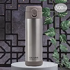 CLARE316不鏽鋼陶瓷彈跳保溫杯-500ml-不鏽鋼色-1支組