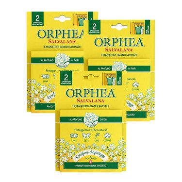 義大利Orphea歐菲雅 衣物環境保護品-掛耳式(6個)優惠組 大空間使用/ 經典花香/ 黃
