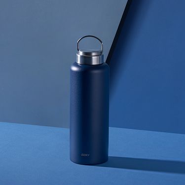 WOKY沃廚提手輕芯鈦瓷易潔層保溫瓶/ 1200ML/ 湛海藍