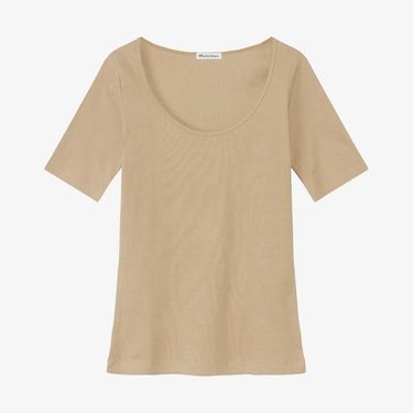 Bread & Boxers T-shirt ribbed by Biderman 有機棉羅紋大圓領Ｔ/ 米/ L