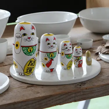 日本 DETAIL Midori Komatsu Lucky Cat 俄羅斯娃娃擺飾