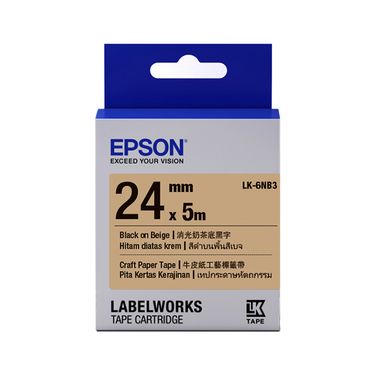EPSON牛皮紙工藝系列標籤帶/ 牛皮紙色底黑字/ 24mm/ LK-6NB3