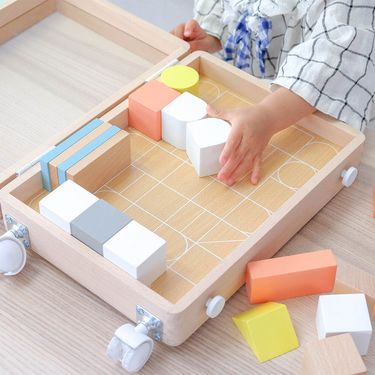 dou toy 帶我走 木製行李箱積木玩具組