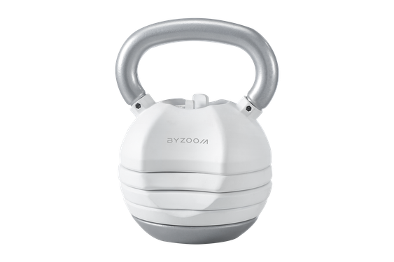 【BYZOOM FITNESS】Pure Series 可調式壺鈴 18kg (40LB) 5段重量秒速調整組-白