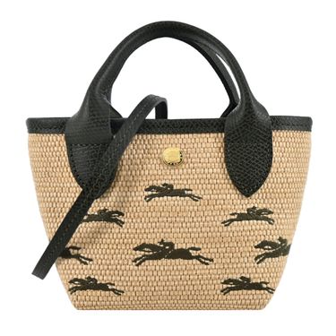 LONGCHAMP LE PANIER PLIAGE系列編織奔馬兩用包(迷你/卡其綠)/平行輸入