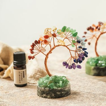 O'Pretty 歐沛媞 招財好運樹【七彩水晶樹+真正薰衣草草本精油(5ml)】附精美禮盒