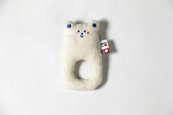 伊織法式條紋有機棉手搖鈴/ 熊