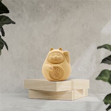 氺の尼 泥研製所胖胖招福貓/ 4.5cm/ 單入/ 招財黃