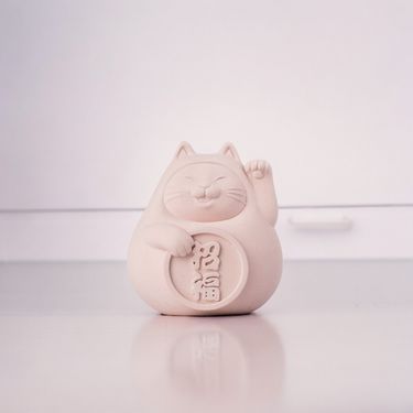 氺の尼 泥研製所胖胖招福貓/ 8cm/ 單入/ 戀愛粉