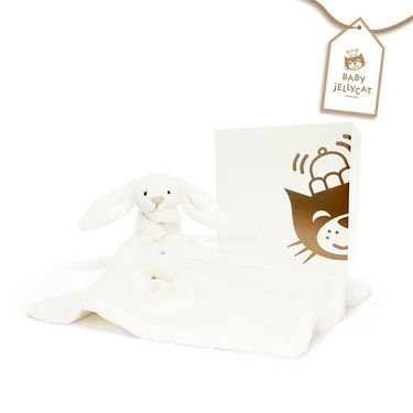 Jellycat奢華致臻安撫兔Luna月光白玫瑰安撫巾
