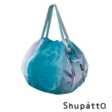 Shupatto 燈籠型海外限定夢幻島系列秒收環保啪啪包-中/ 晶漾藍