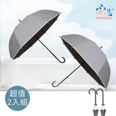 【雨之情】 霧面質感透明直自動傘_超值2入組_/ 灰色+灰色