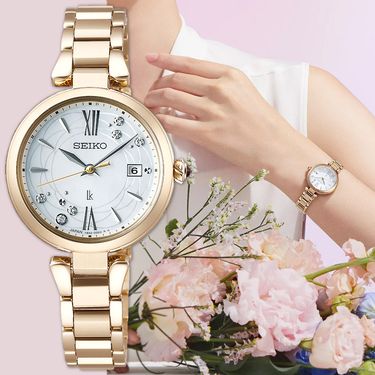 SEIKO 精工 LUKIA 花藝聯名限量鈦金屬太陽能電波鑽石女錶 SSQW084J/1B32-0BK0G