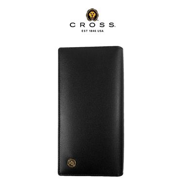 CROSS 限量1折 頂級小牛皮男用22卡對開長夾 素面 查爾斯系列 全新專櫃展示品 (經典黑 贈禮盒提袋)
