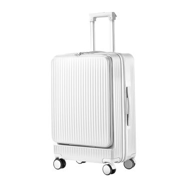 【FJ】多功能20吋前開行李箱/登機箱KC20(USB/TYPE-C雙延伸充電孔方便充電)/ 珍珠白