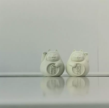氺の尼 泥研製所胖胖招財招福貓/ 4.5cm/ 一對/ 健康綠