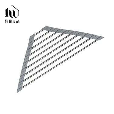 【好物良品】304不鏽鋼折疊三角形水槽置物架/ 灰色