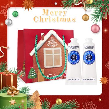 L'OCCITANE 歐舒丹 新版經典護手霜30MLX2禮袋組-聖誕交換禮物-公司貨/ 乳油木