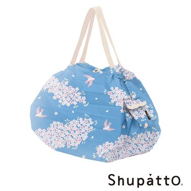Shupatto 燈籠型和服系列秒收環保啪啪包-大 / 花鳥藍