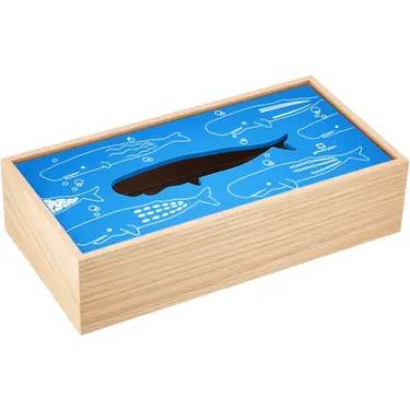 yamato japan haco純手工木製北歐風可愛面紙盒/ 鯨魚