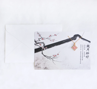 yajhih項鍊卡片Card Necklace/ 台灣文化/ 花磚款/ 歲月靜好