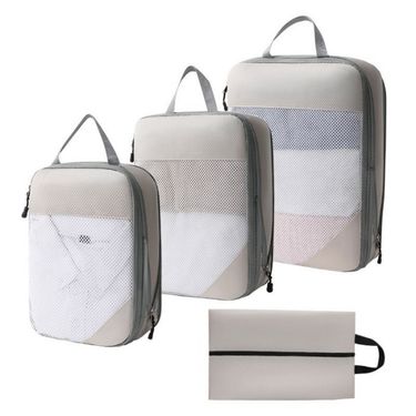 【FJ】防水防潮旅行壓縮收納袋4件套BA6(壓縮60%容量)/ 米白