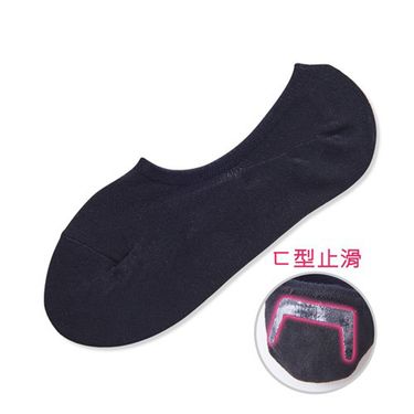 【ONEDER旺達棉品】ㄈ型止滑隱形襪/ 黑/ 22-26