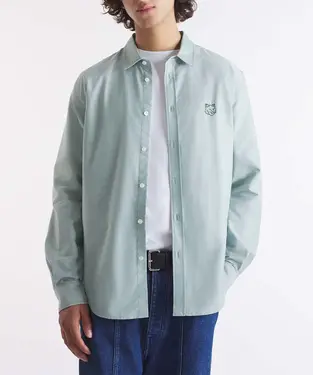MAISON KITSUNÉ 松霧綠輪廓狐狸頭LOGO牛津襯衫_男/ S