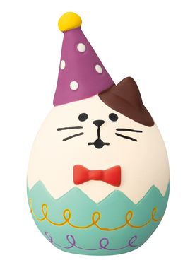 日本 DECOLE Concombre 復活節公仔/ 猫彩蛋/ 慶祝紫帽