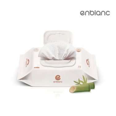 enblanc有蓋純水濕紙巾/ 白色輕厚竹子/ 72抽