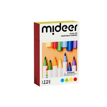 Mideer雙頭可洗式彩色筆/ 硬頭&軟毛頭/ 12色