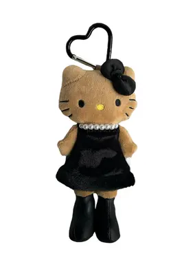 Hello Kitty 爆款長腿系列 貴婦黑皮Kitty(KT55-03/黑/棕/珍珠/愛心釦/日本限定/平行輸入)