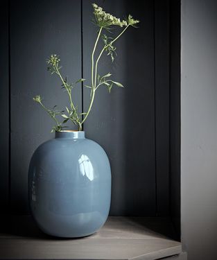 PIP STUDIO 金屬藍色橢圓形花瓶32cm