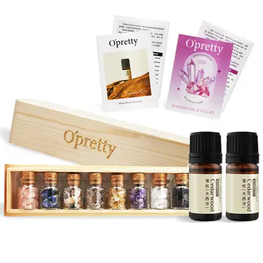 O'Pretty 歐沛媞 1+1水晶精油能量組【水晶瓶X8+精油(5ml)X2+精緻木盒】/ 雪松精油X2