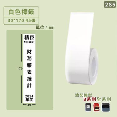 精臣B系列標籤紙/ 白色/ 30*170mm/ 文件夾貼紙
