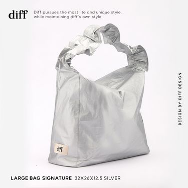 韓國Diff Large Signature Bag流浪包/ 經典大款肩背包/ 托特包/ 銀色