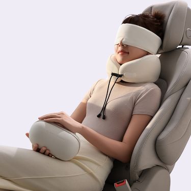 EVERY THINK 旅行出遊三件組/ 捲捲U型枕+好眠眼罩+降噪耳塞/ 米白