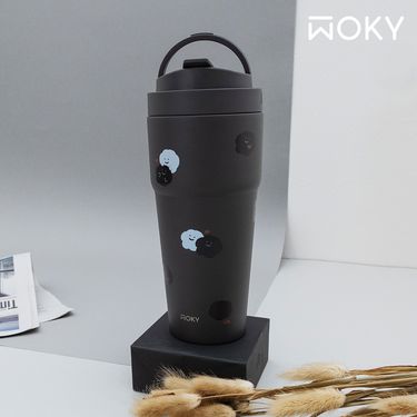 WOKY沃廚 x 方坊聯名-[●●]渾圓杯/ 770ml/ 擁抱Emo/ 灰墨