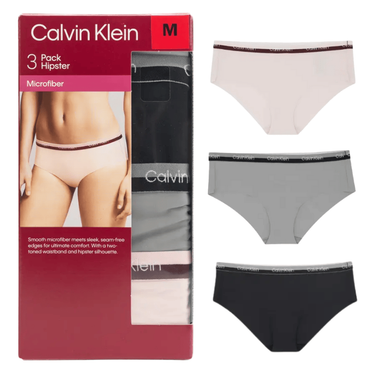 Calvin Klein女低腰彈性內褲3入組/ M/ 黑+灰+粉膚