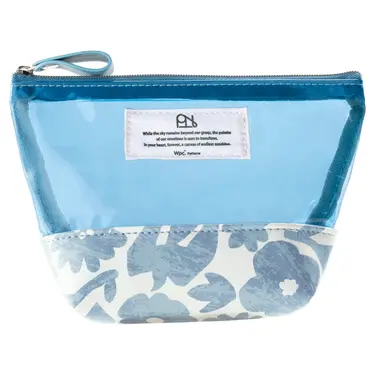 日本 Wpc.Patterns 透明船型收納包/ Flower & Bird Blue